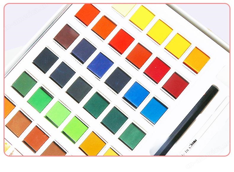 透明固体水彩套装初学者写生水彩颜料36/48色铁盒装